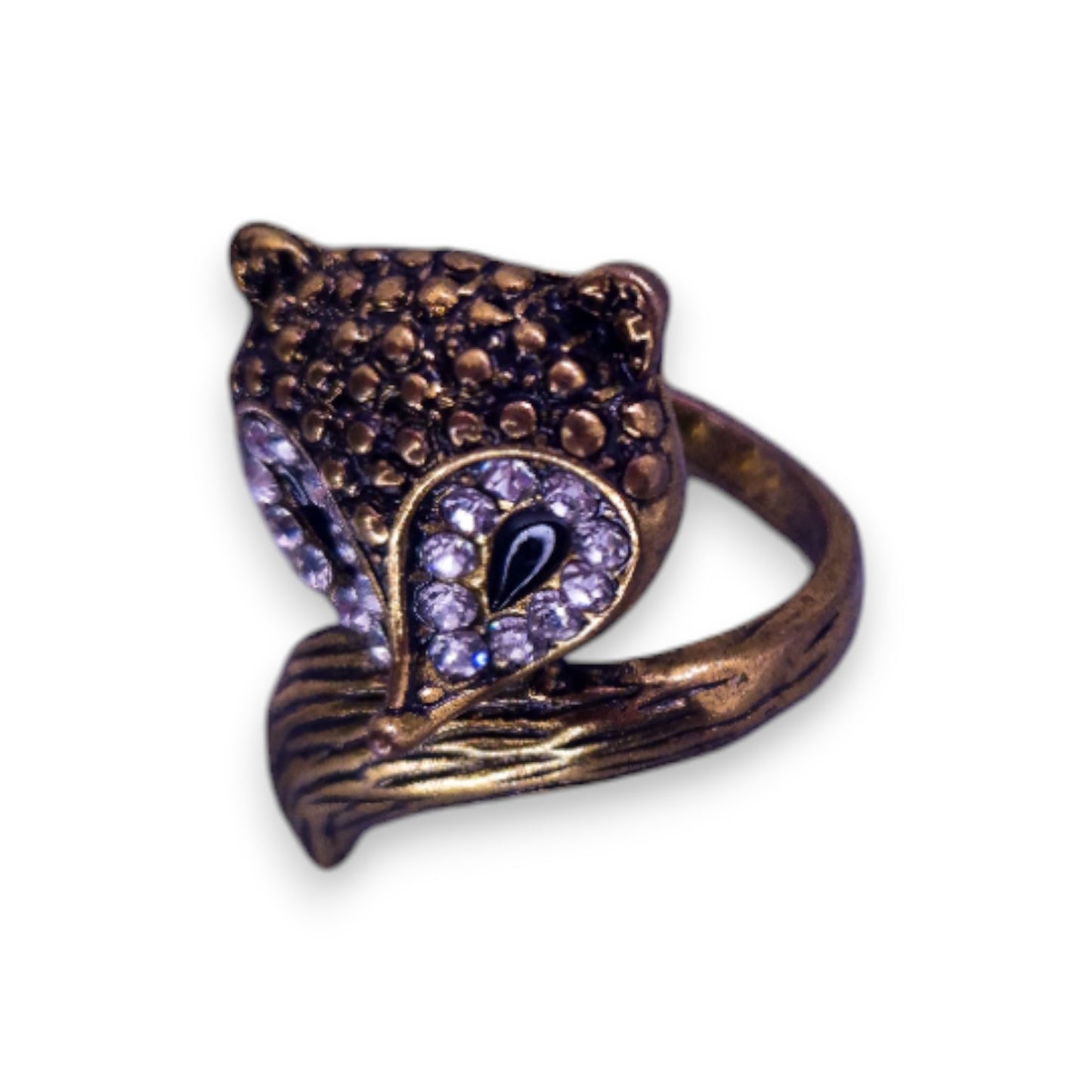 Gold Tone Cubic Zirconia Nature Inspired Fox Ring