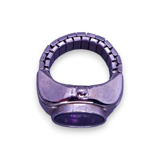 Silver Tone Watch Statement Ring