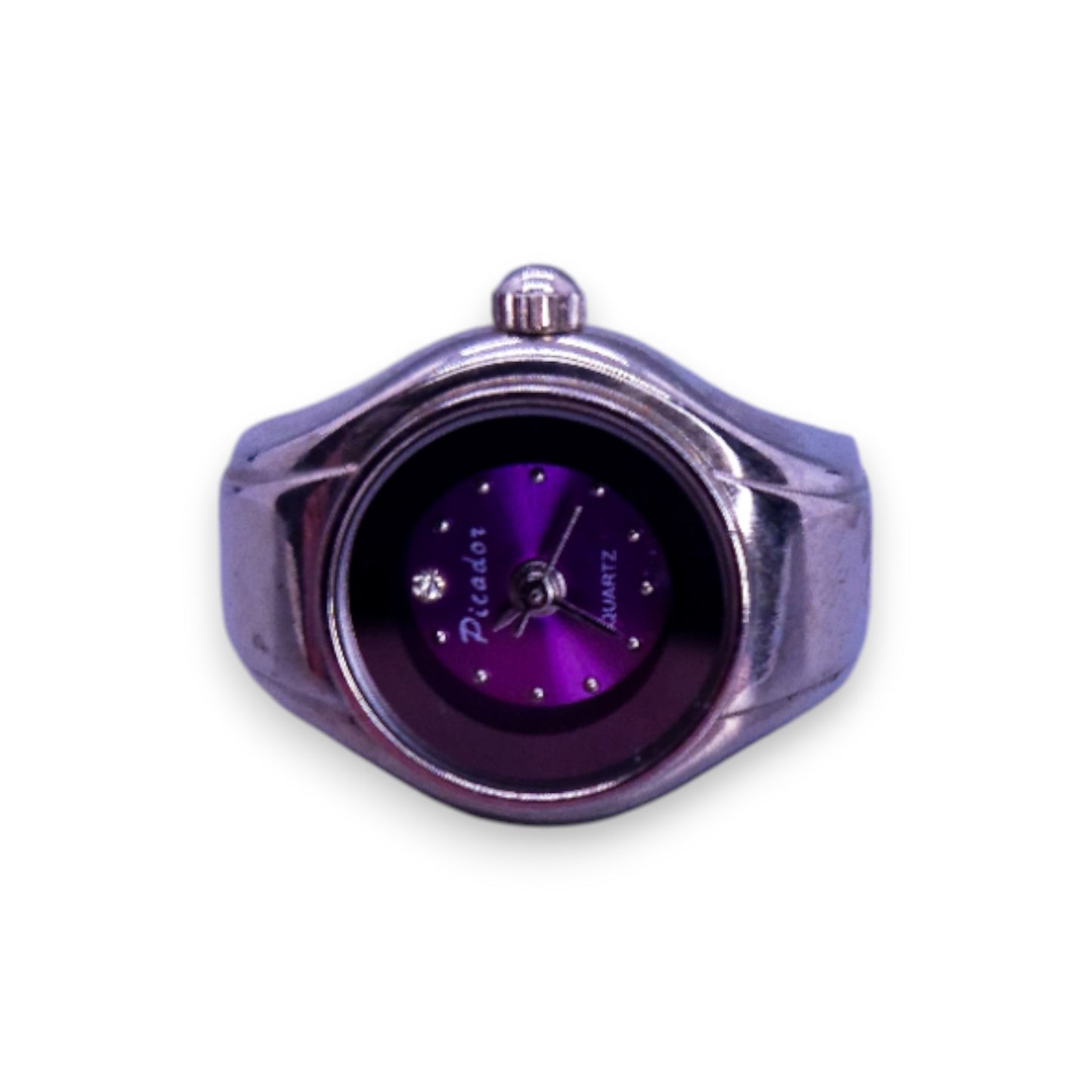 Silver Tone Watch Statement Ring