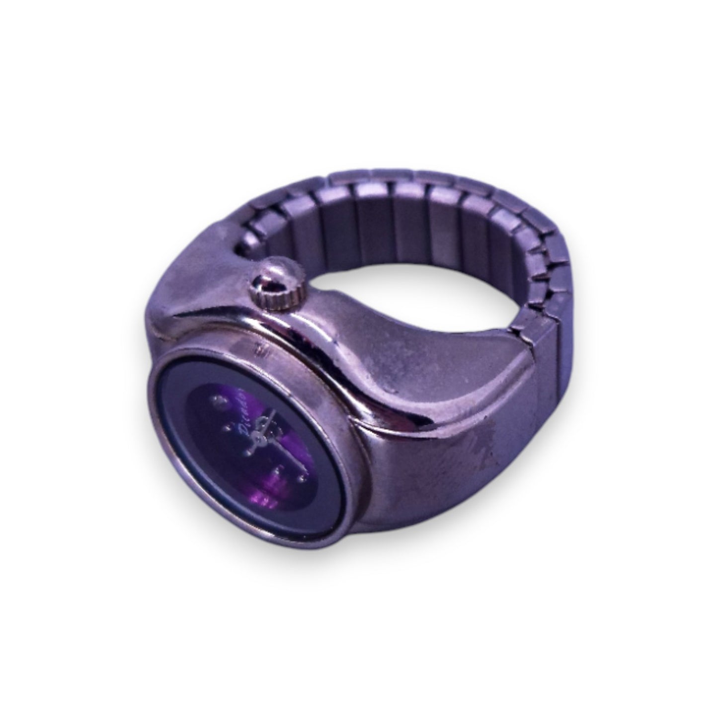 Silver Tone Watch Statement Ring