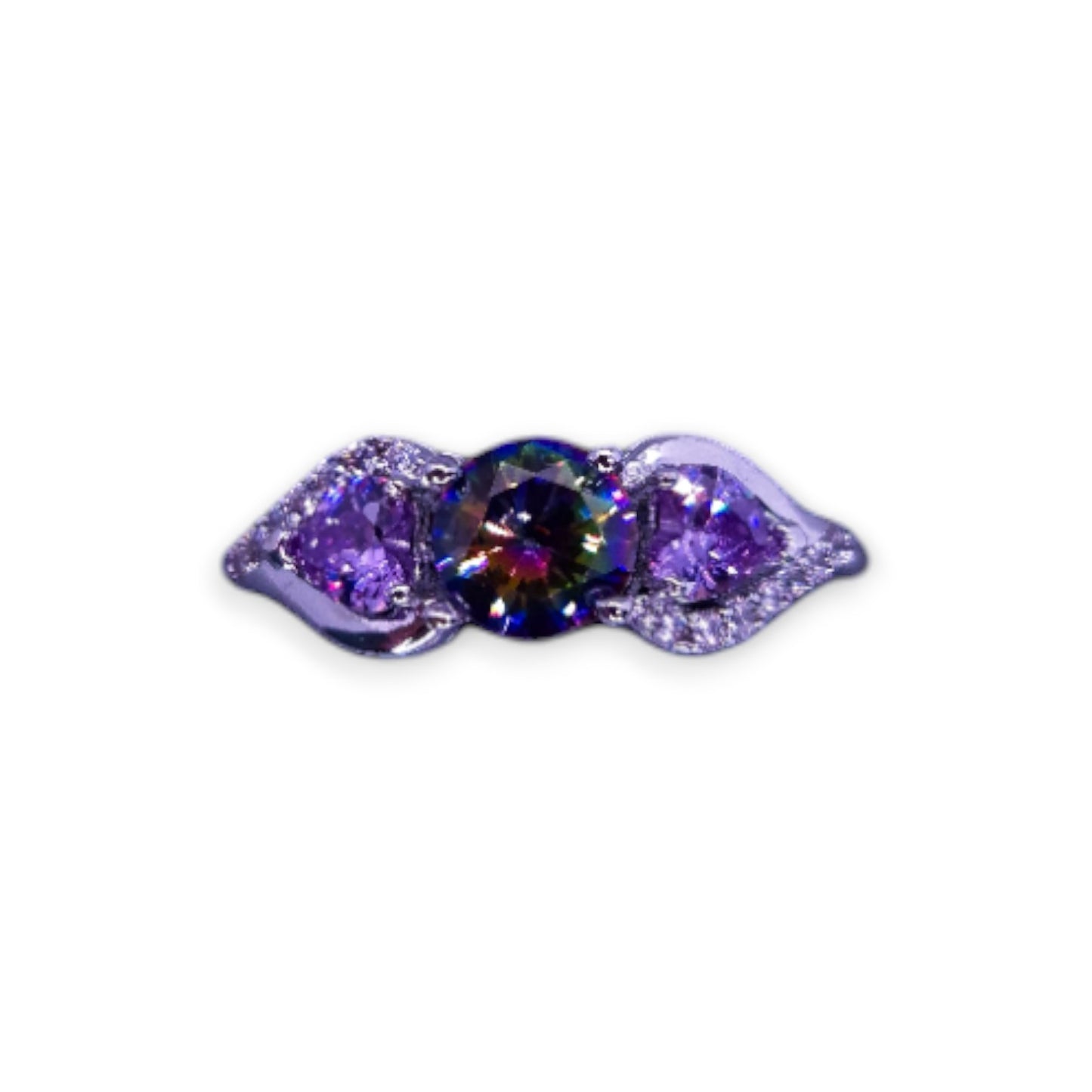 Sterling Silver Mystic Topaz, Purple & Clear Cubic Zirconia Romantic Ring