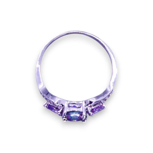 Sterling Silver Mystic Topaz, Purple & Clear Cubic Zirconia Romantic Ring