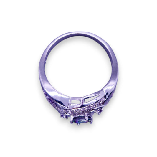 Sterling Silver Mystic Topaz Purple & Clear Cubic Zirconia Romantic Ring