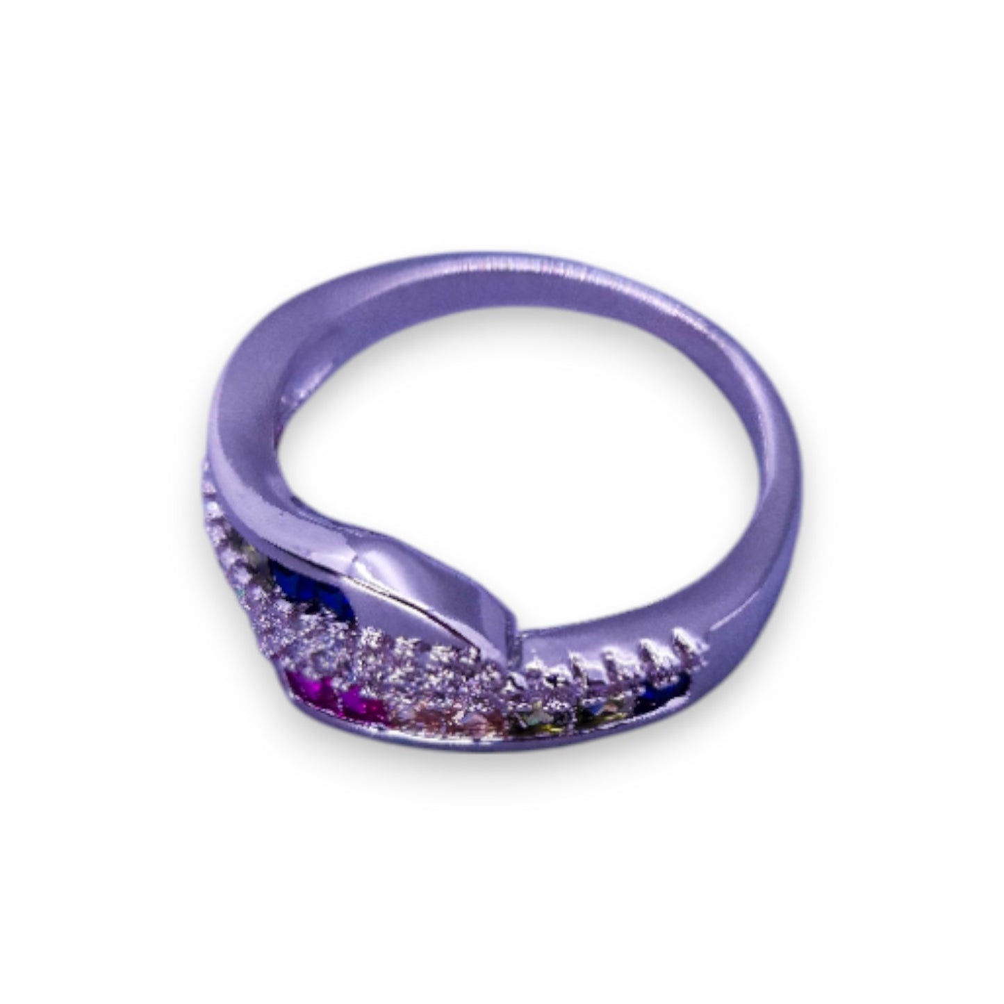 Sterling Silver Multi & Clear Cubic Zirconia Modern Ring