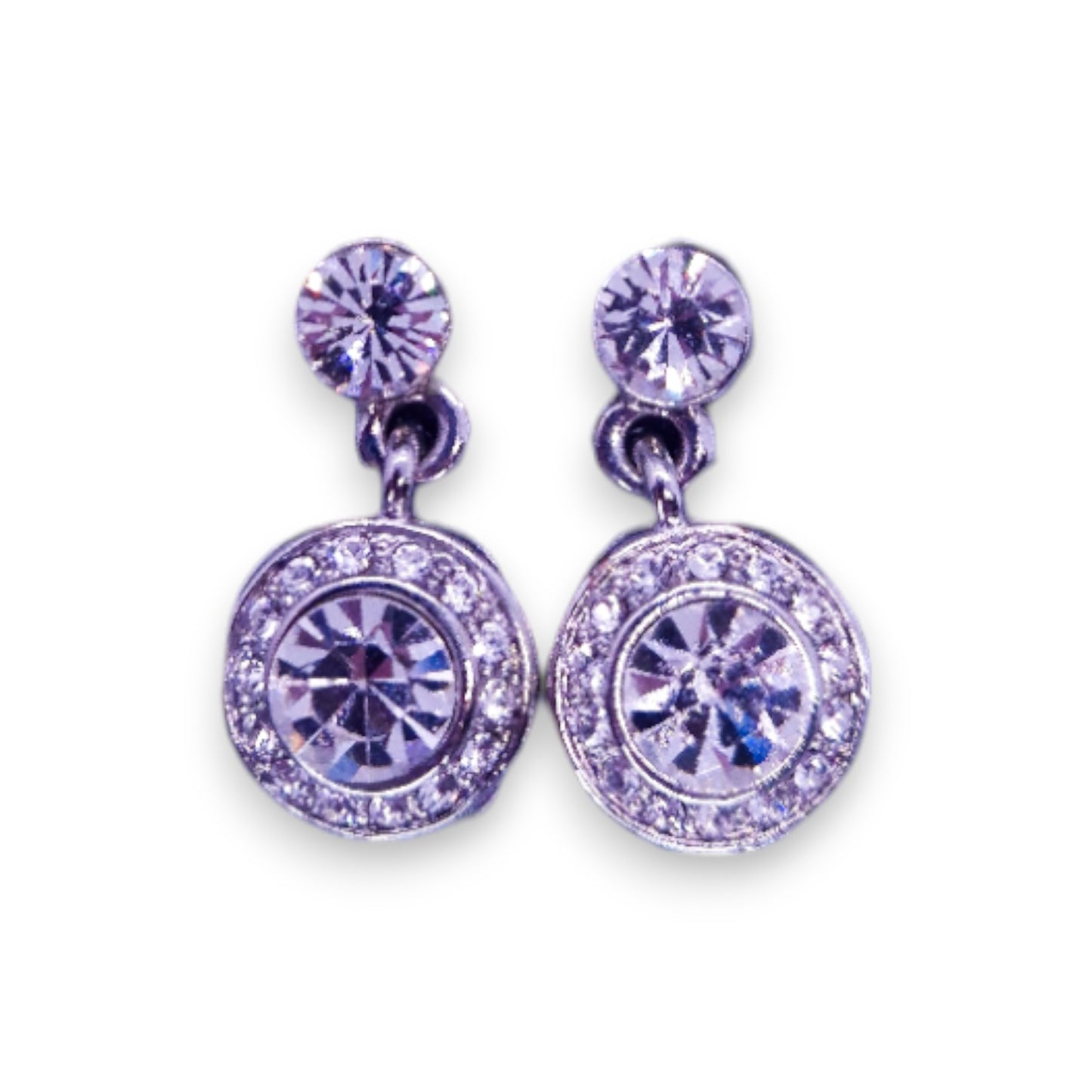 Silver Tone Clear Cubic Zirconia Classic Earrings