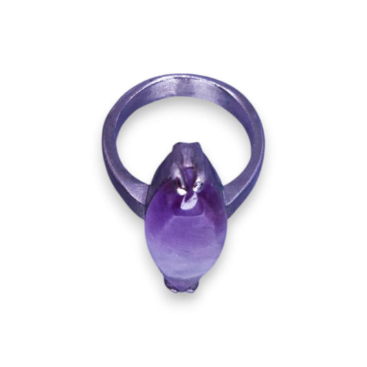 Silver Tone Amethyst Statement Ring