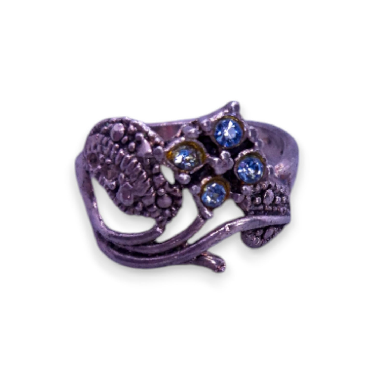 Silver Tone Blue Cubic Zirconia Vintage Ring