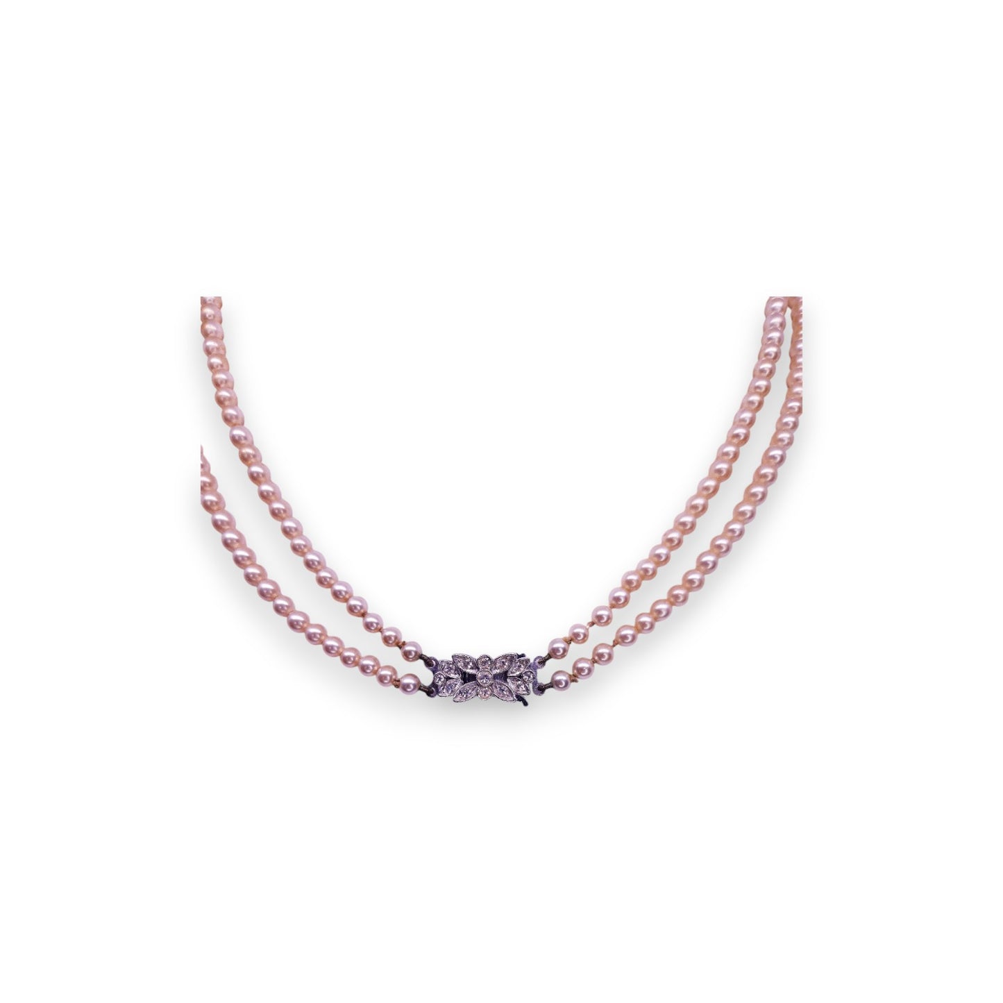 Pearl & Clear Stones Classic Necklace by Roslia