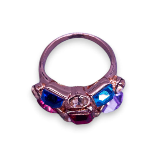 Rose Gold Tone Multi Colour Stones Statement Ring