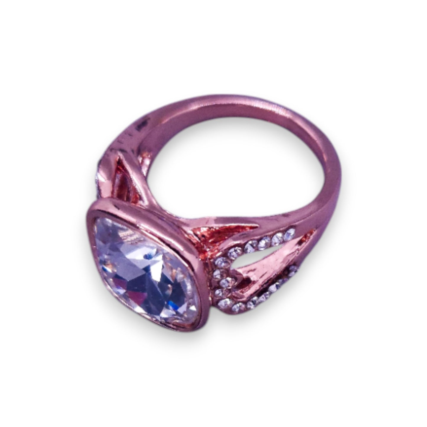 Rose Gold Tone Clear Cubic Zirconia Modern Ring