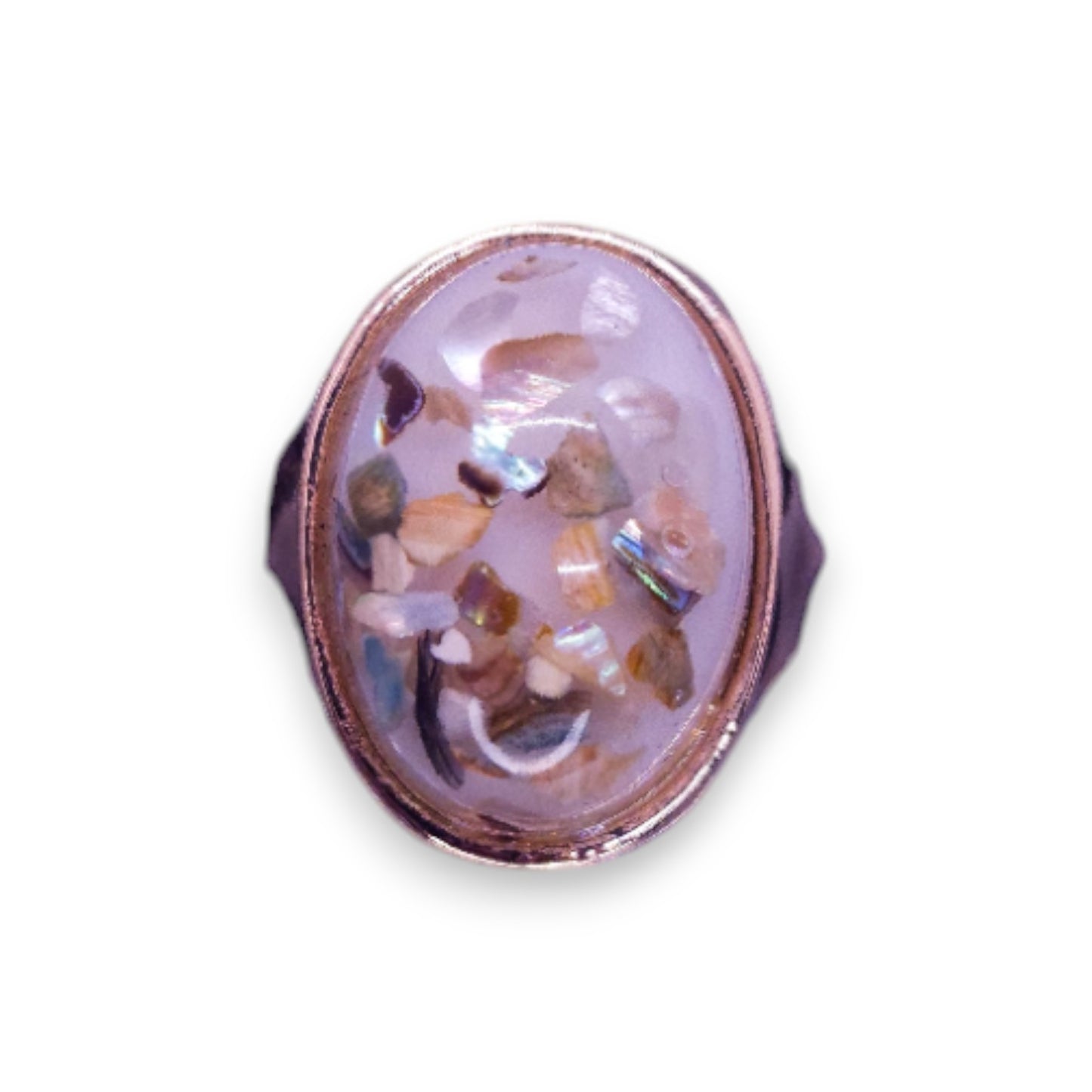 Rose Gold Tone Cream Confetti Stone Statement Ring
