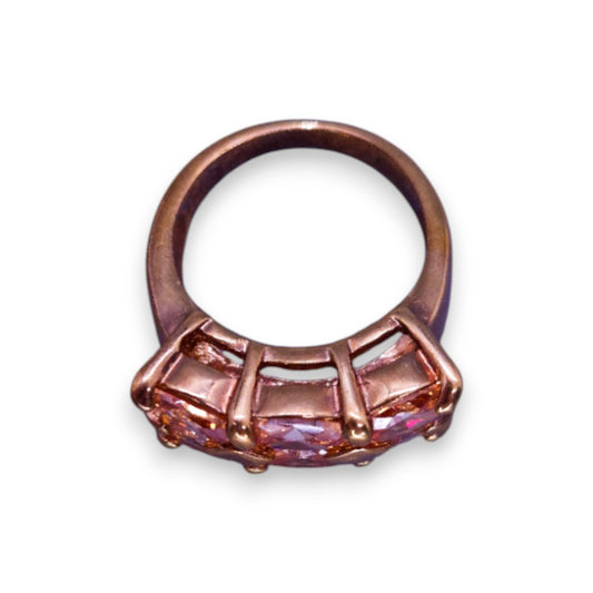 Gold Tone Peach Cubic Zirconia Classic Ring