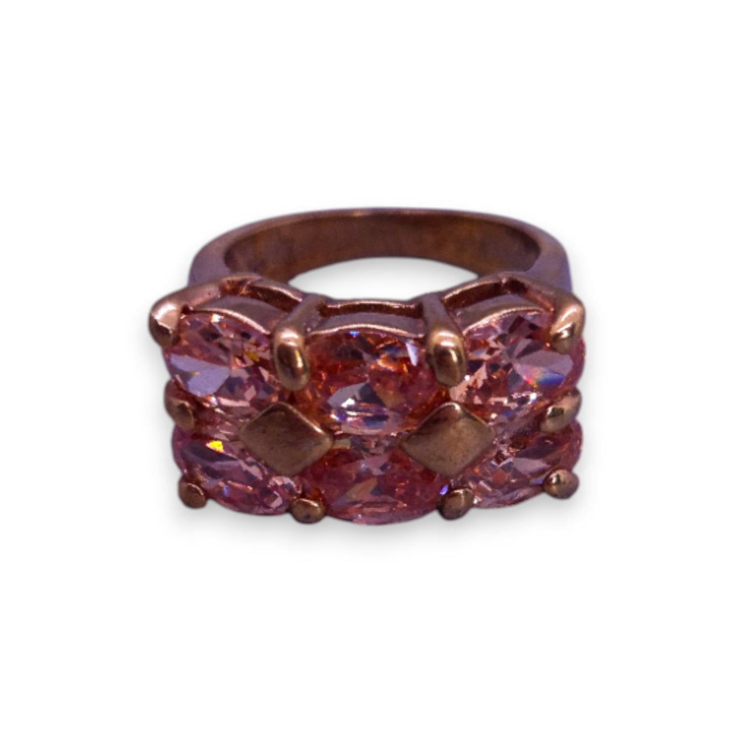 Gold Tone Peach Cubic Zirconia Classic Ring