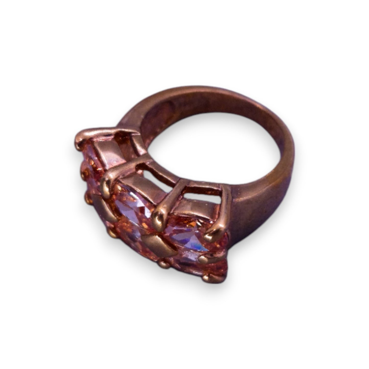 Gold Tone Peach Cubic Zirconia Classic Ring