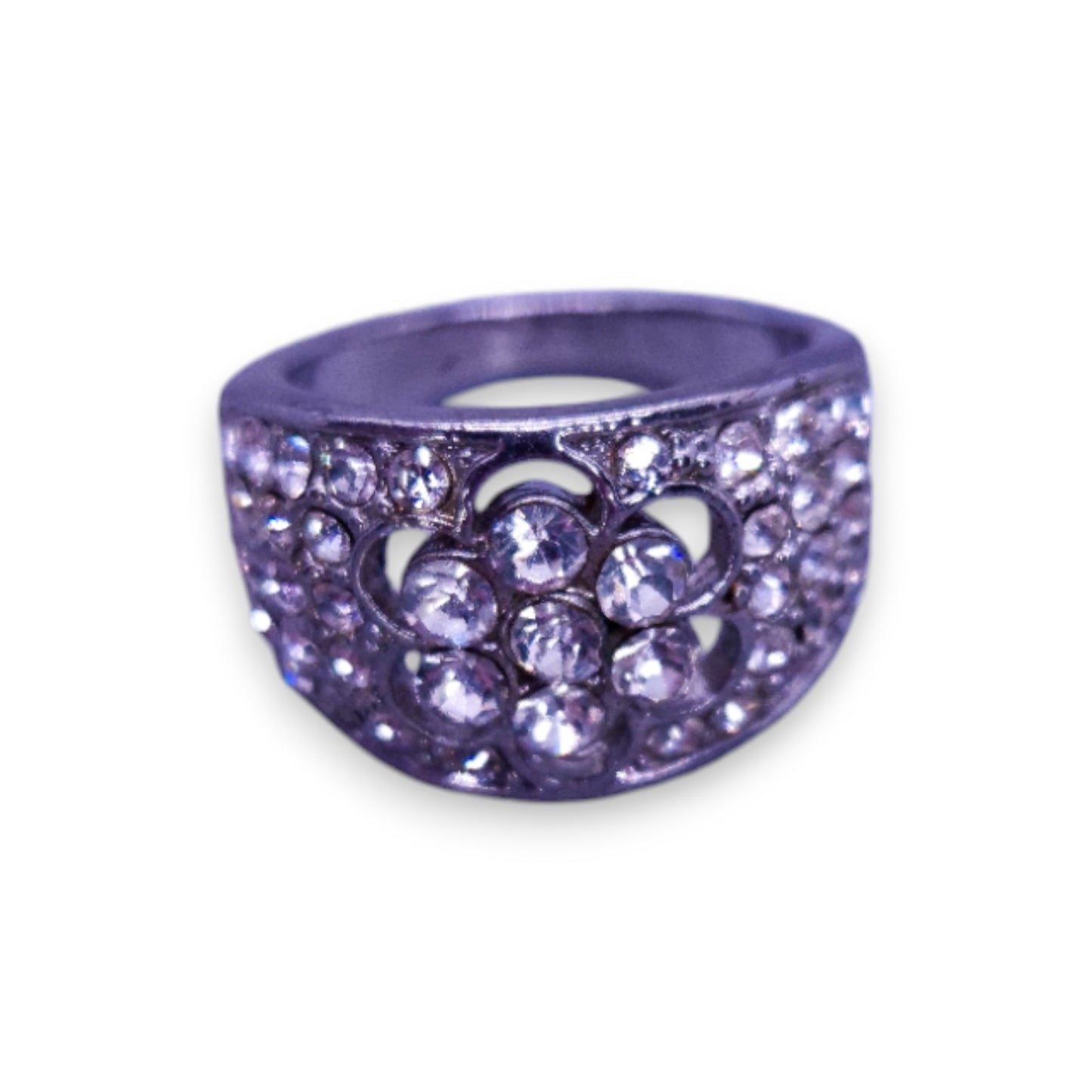 Silver Tone Clear Cubic Zirconia Classic Ring