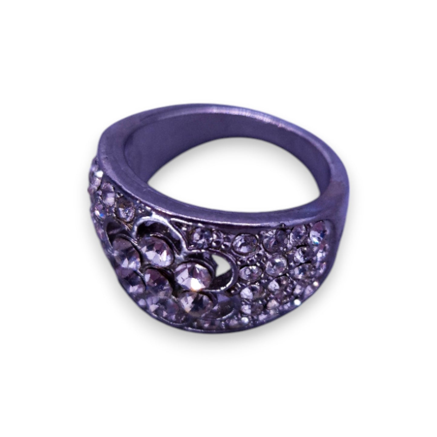 Silver Tone Clear Cubic Zirconia Classic Ring