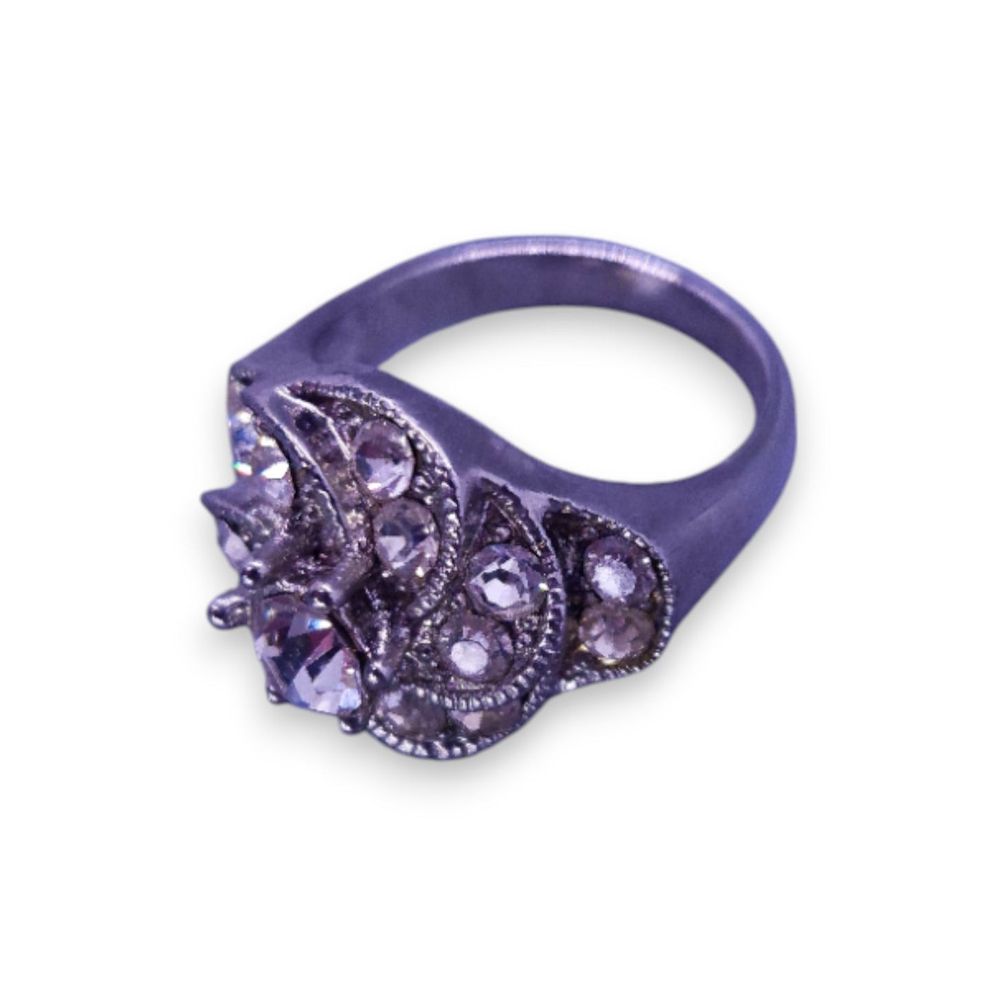 Silver Tone Clear Cubic Zirconia Classic Ring