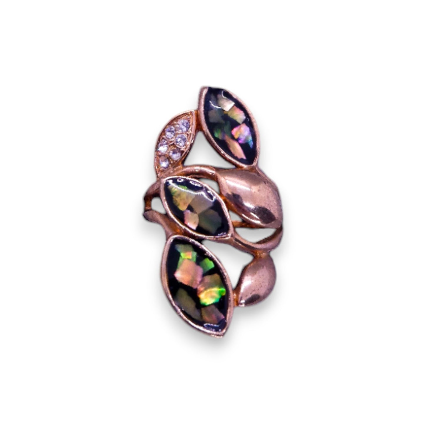 Rose Gold Tone Clear Cubic Zirconia Nature Inspired Ring