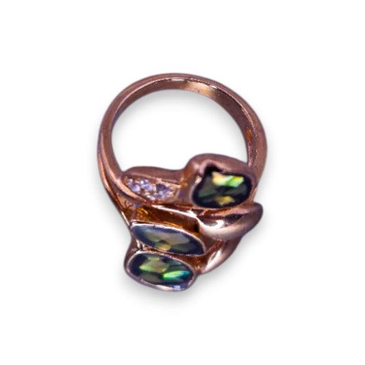 Rose Gold Tone Clear Cubic Zirconia Nature Inspired Ring