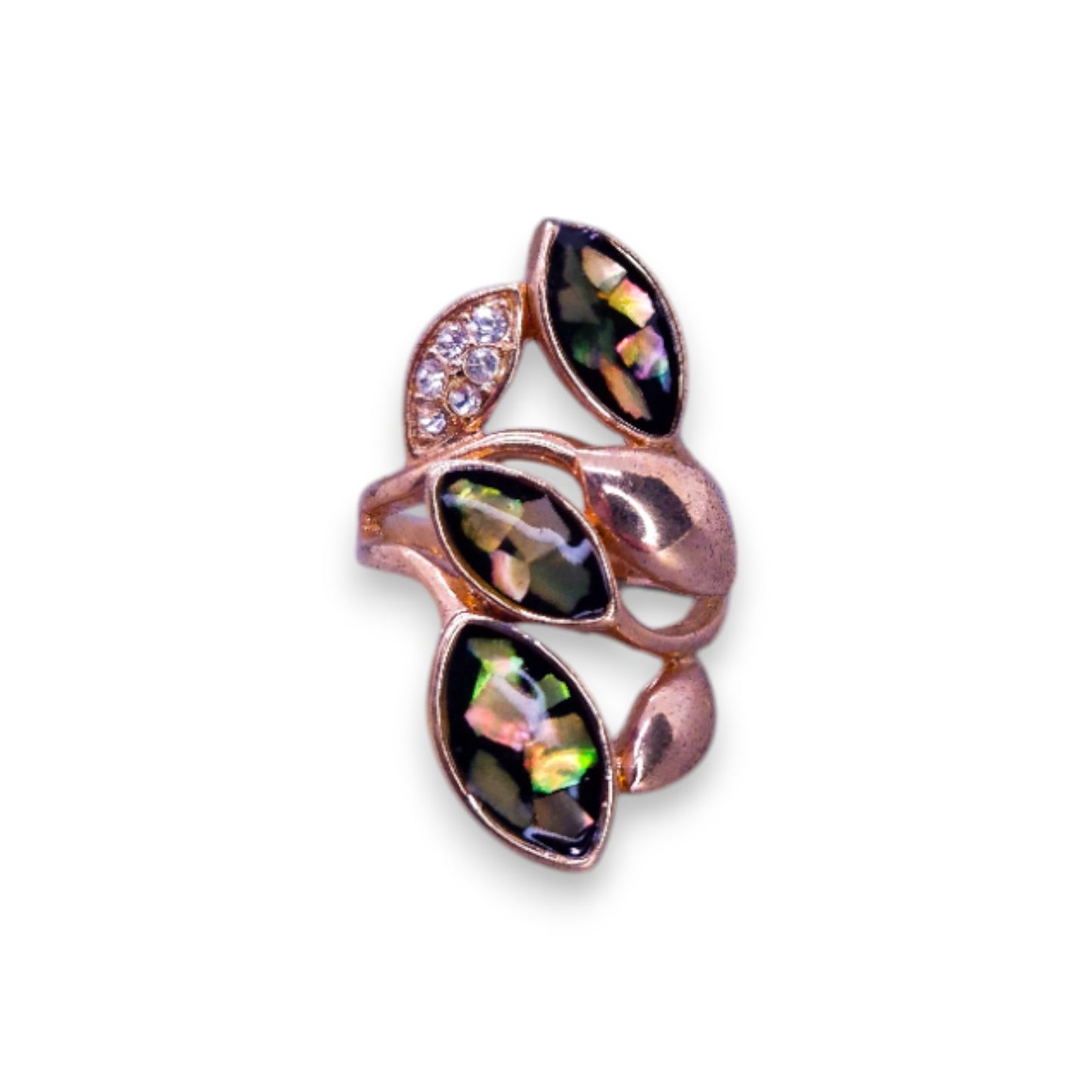 Rose Gold Tone Clear Cubic Zirconia Nature Inspired Ring