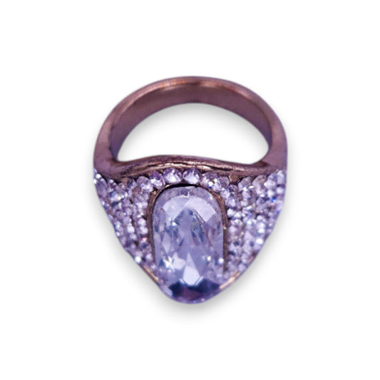 Gold Tone Cubic Zirconia Statement Ring