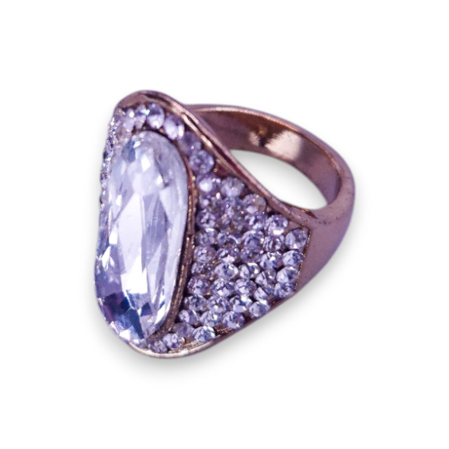 Gold Tone Cubic Zirconia Statement Ring