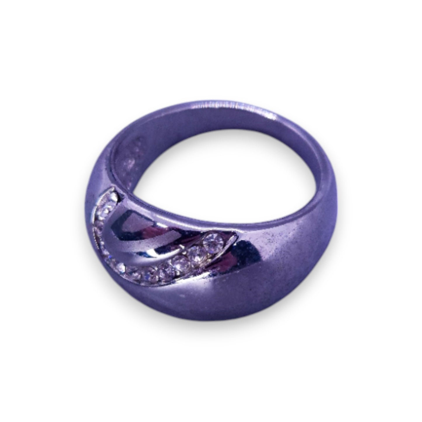 Silver Tone Clear Cubic Zirconia Classic Ring