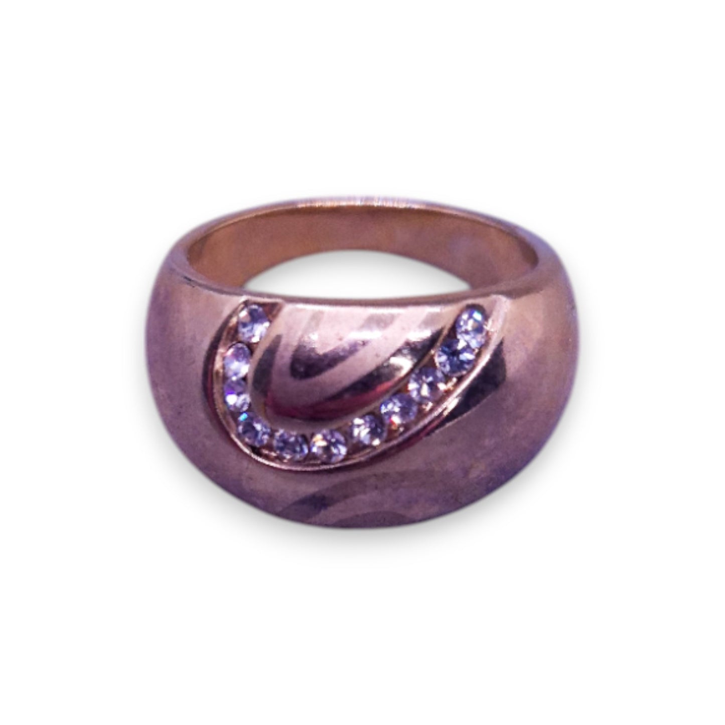 Gold Tone Cubic Zirconia Classic Ring
