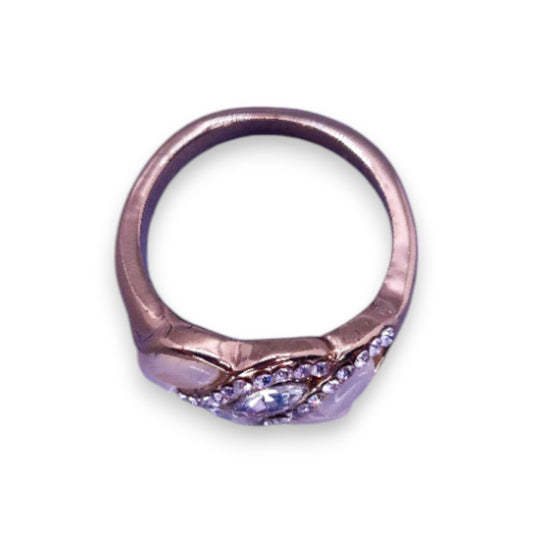 Gold Tone Cloudy & Clear Cubic Zirconia Classic Ring