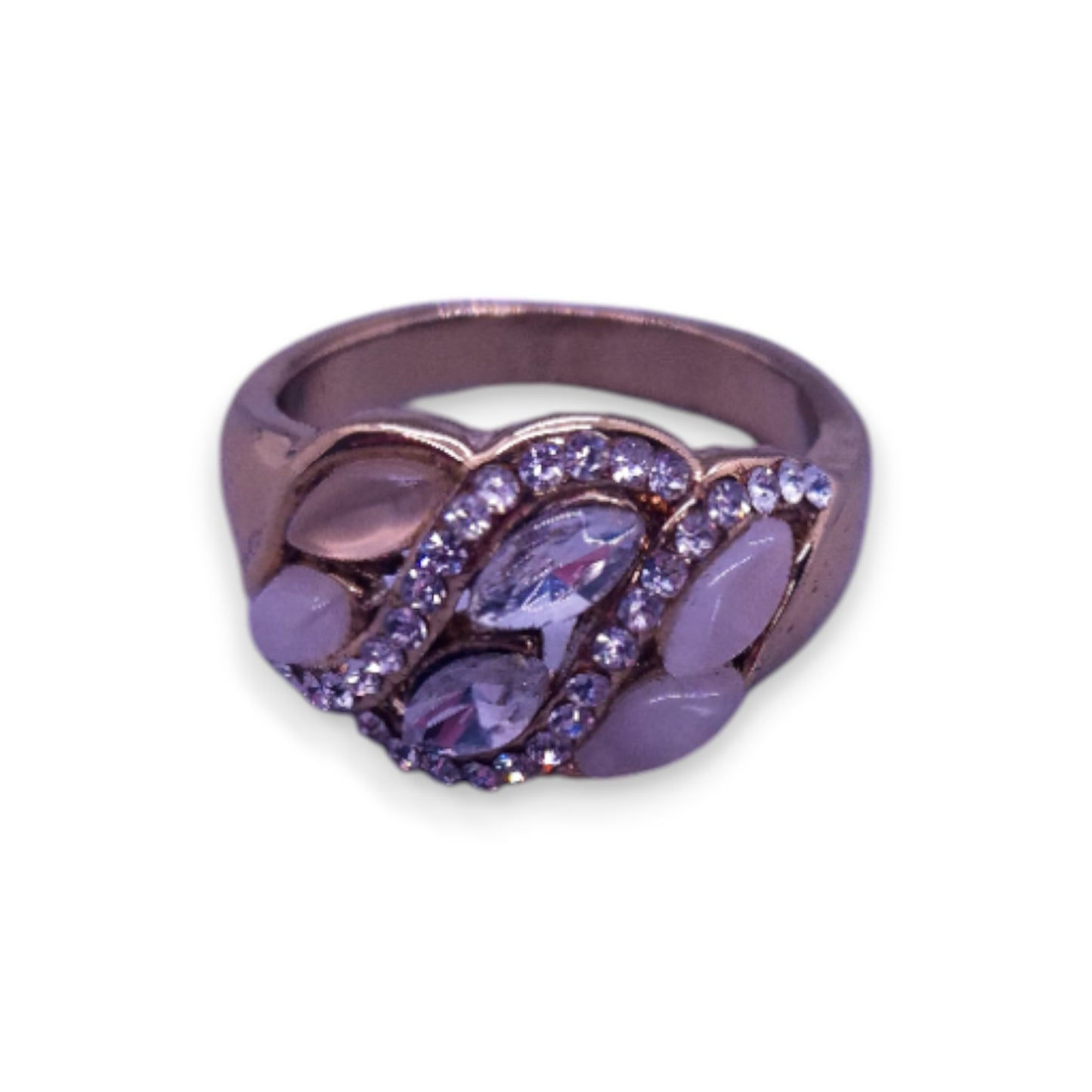 Gold Tone Cloudy & Clear Cubic Zirconia Classic Ring
