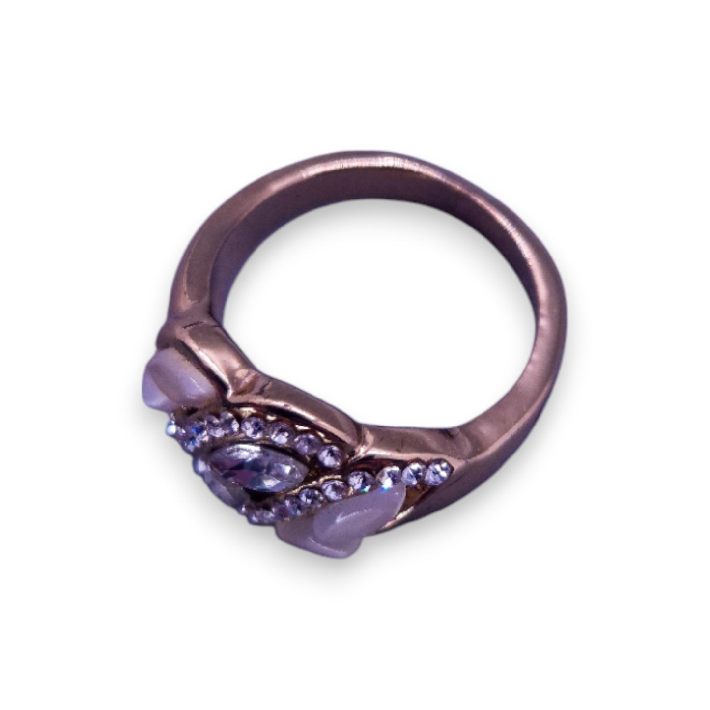 Gold Tone Cloudy & Clear Cubic Zirconia Classic Ring