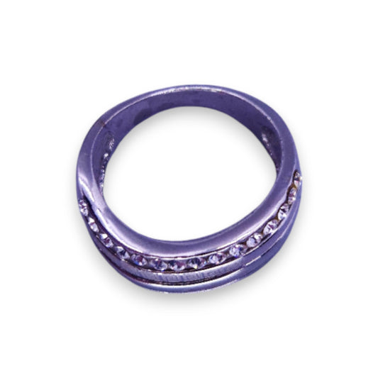 Silver Tone Clear Cubic Zirconia Classic Ring