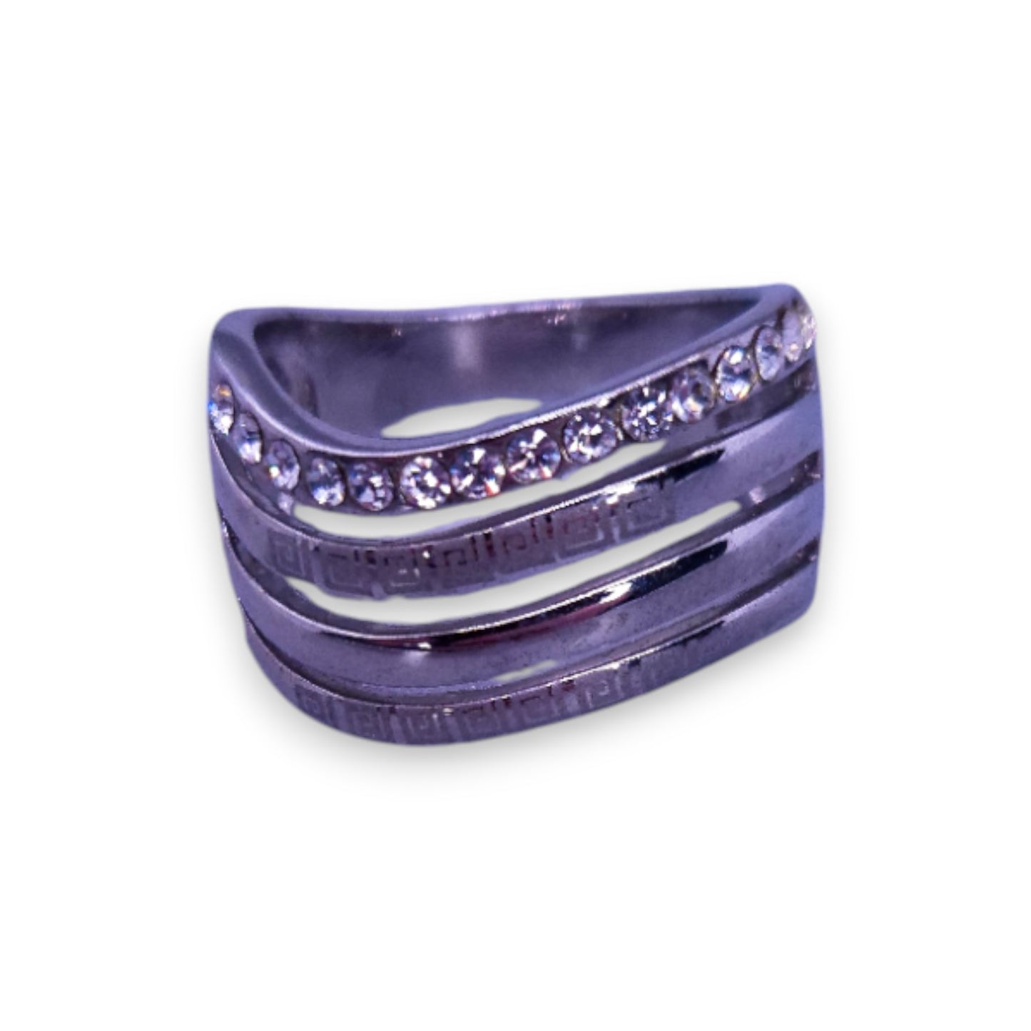 Silver Tone Clear Cubic Zirconia Classic Ring