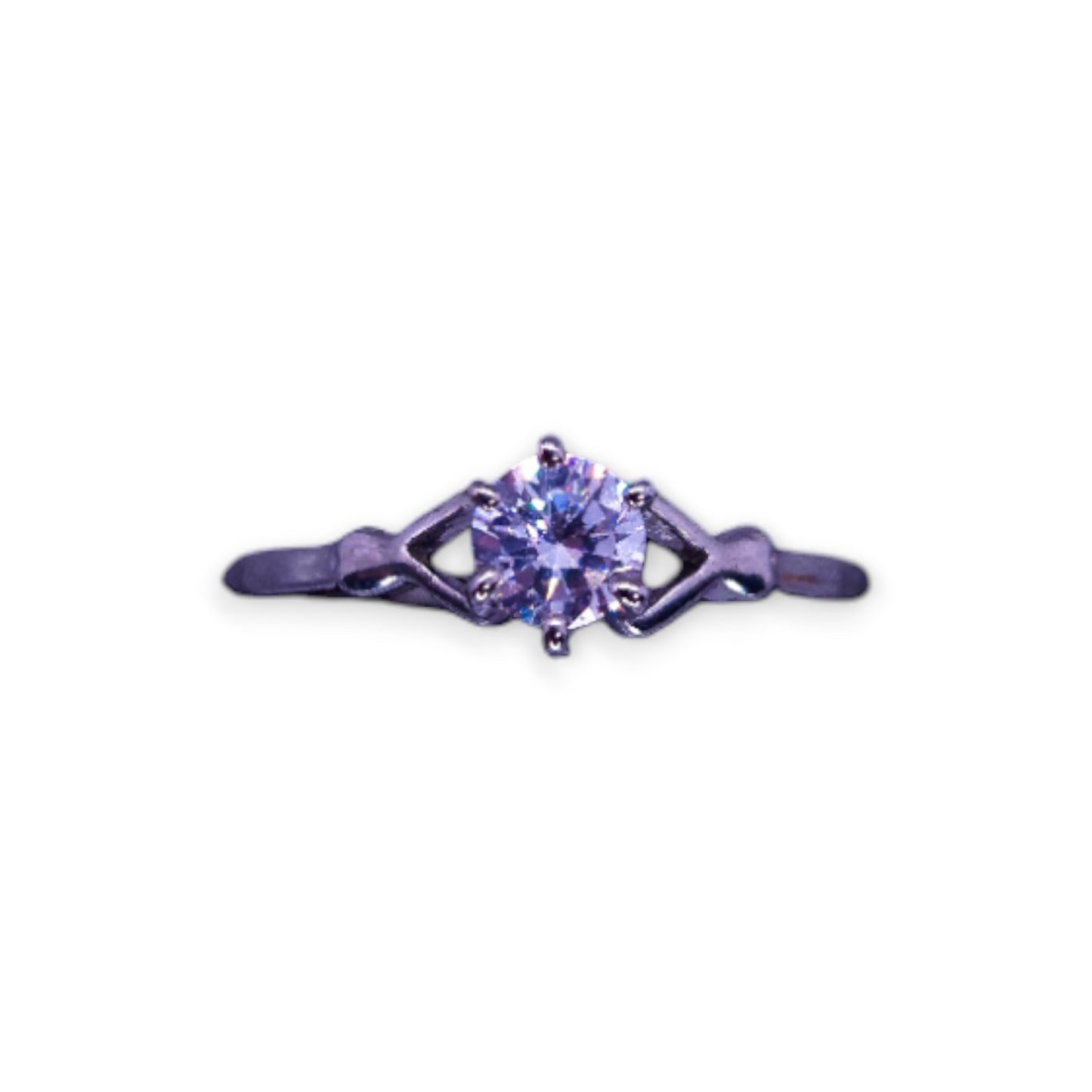 Silver Tone Clear Cubic Zirconia Classic Ring
