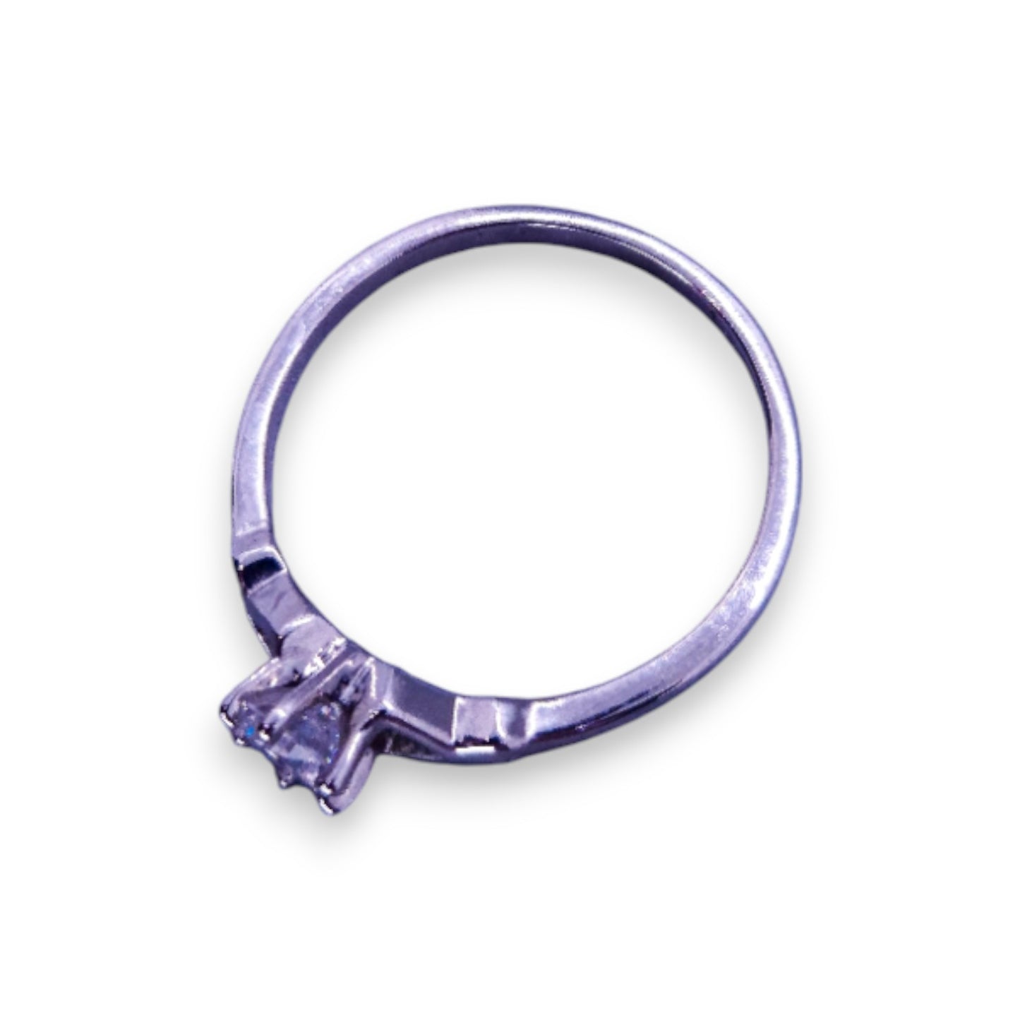 Silver Tone Clear Cubic Zirconia Classic Ring