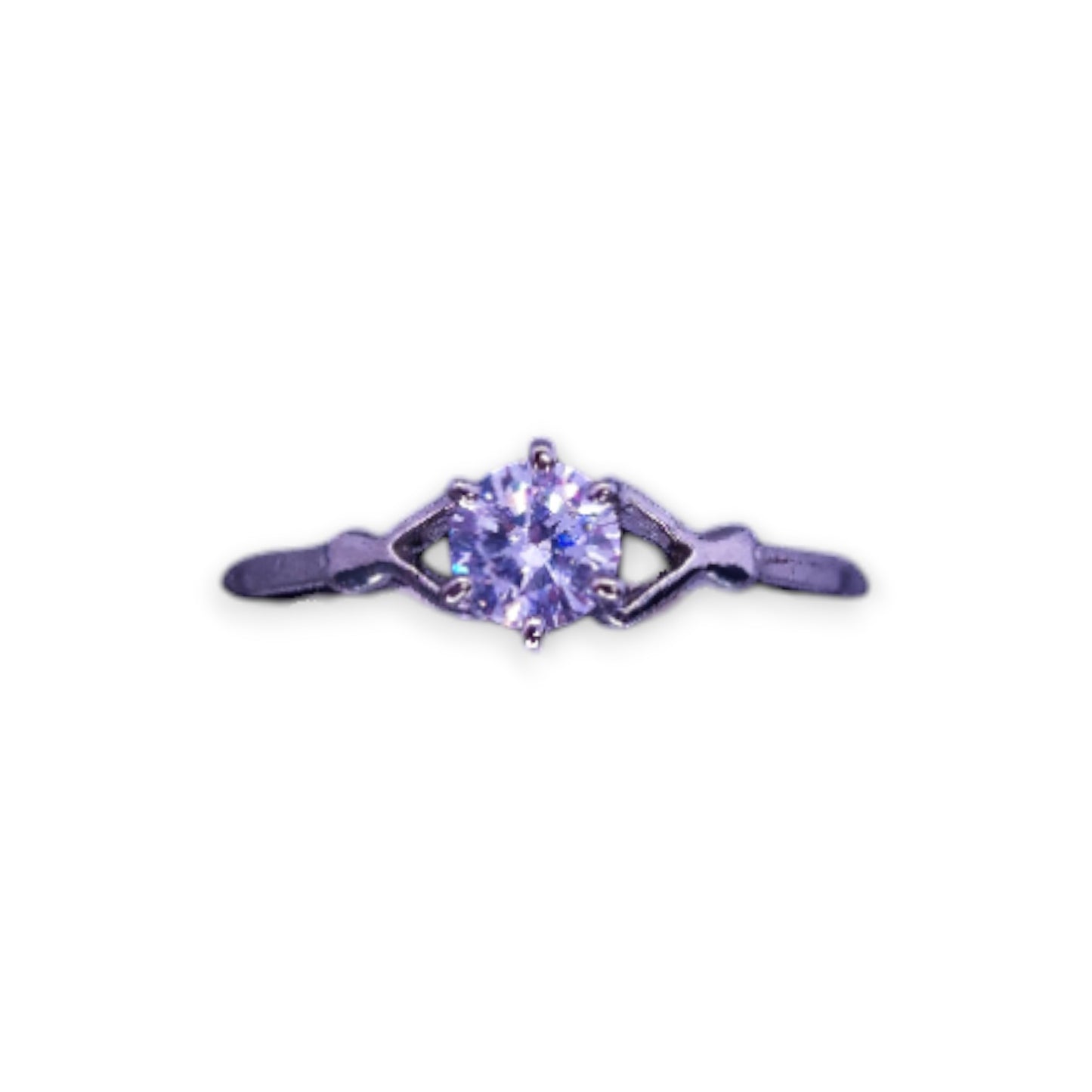 Silver Tone Clear Cubic Zirconia Classic Ring