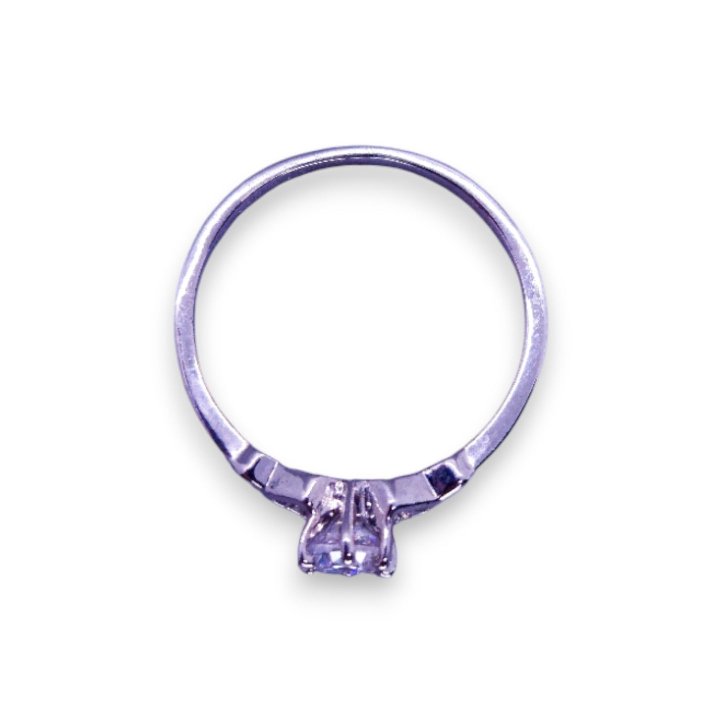 Silver Tone Clear Cubic Zirconia Classic Ring