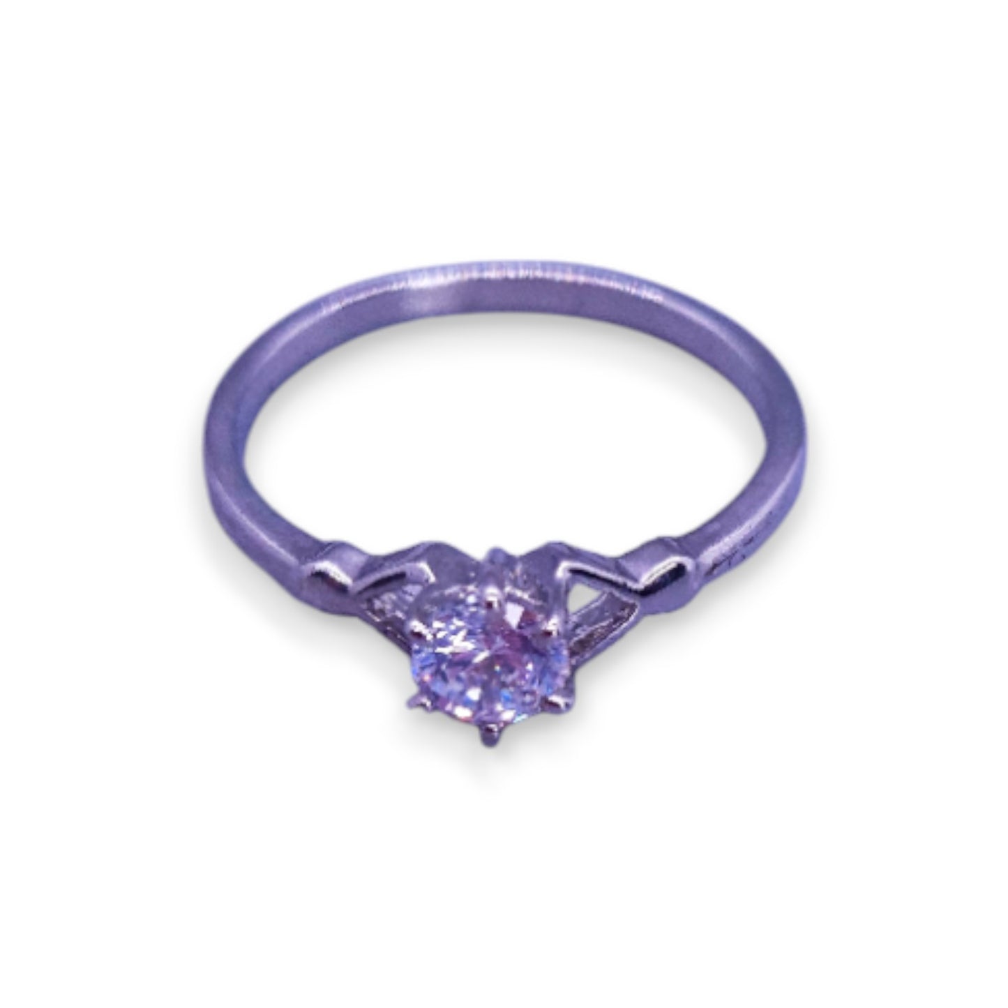 Silver Tone Clear Cubic Zirconia Classic Ring