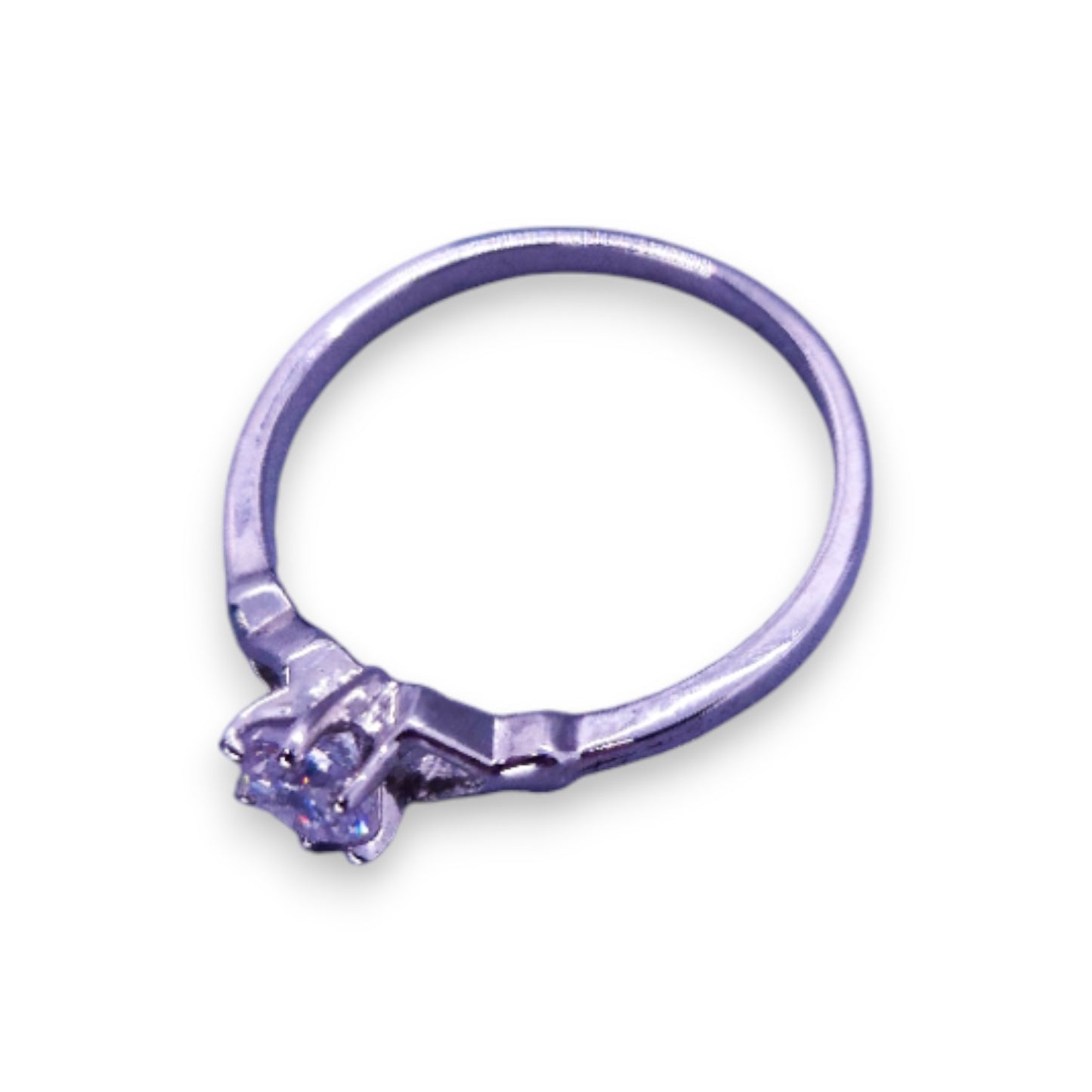 Silver Tone Clear Cubic Zirconia Classic Ring
