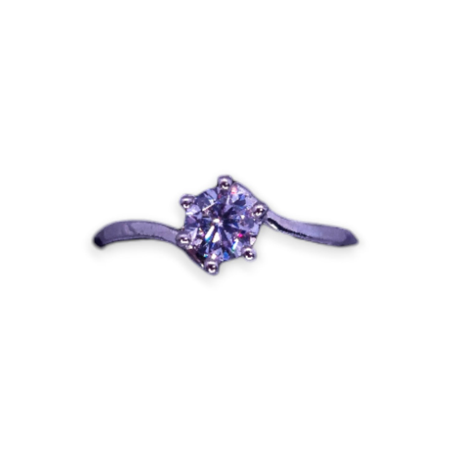 Silver Tone Clear Cubic Zirconia Classic Ring