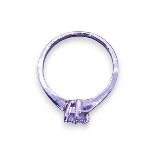 Silver Tone Clear Cubic Zirconia Classic Ring