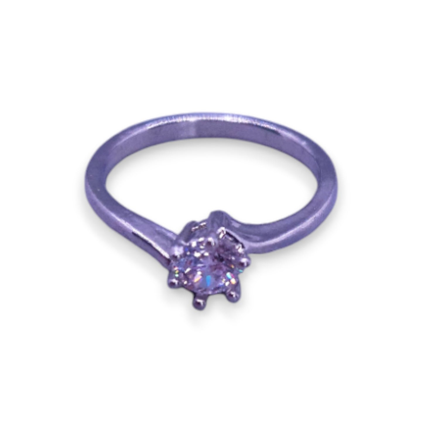 Silver Tone Clear Cubic Zirconia Classic Ring