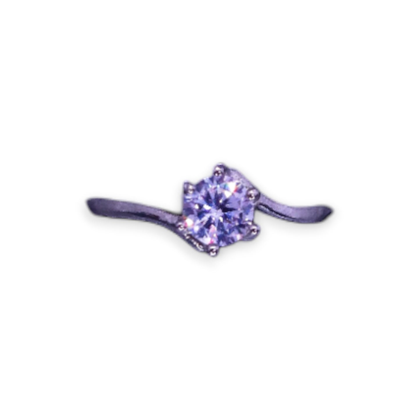 Silver Tone Clear Cubic Zirconia Classic Ring