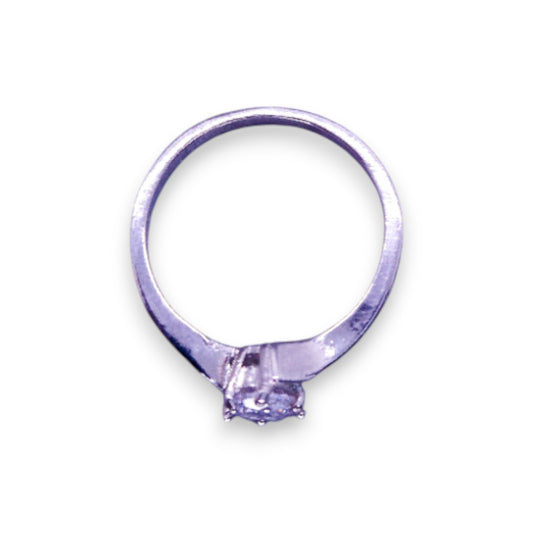 Silver Tone Clear Cubic Zirconia Classic Ring