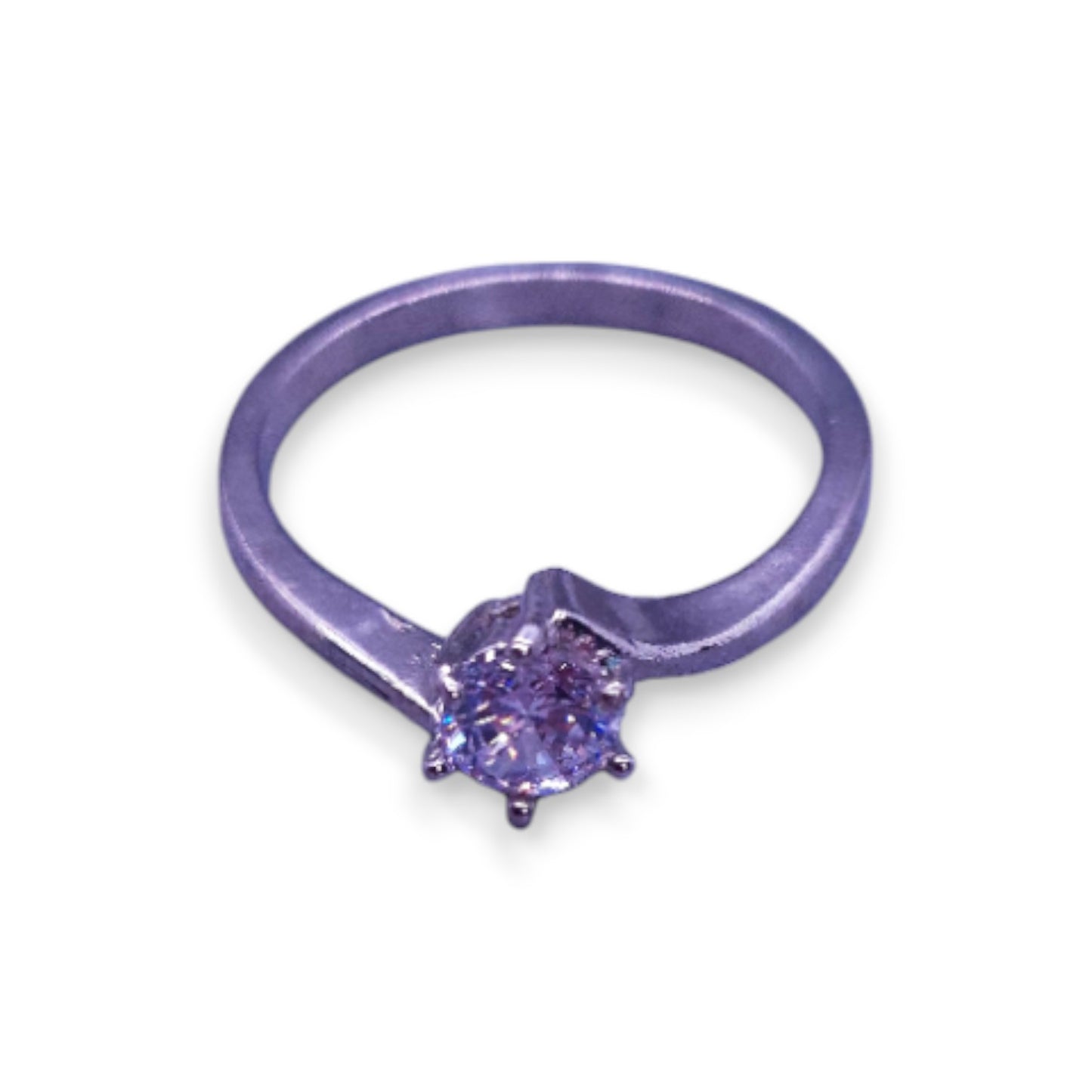 Silver Tone Clear Cubic Zirconia Classic Ring