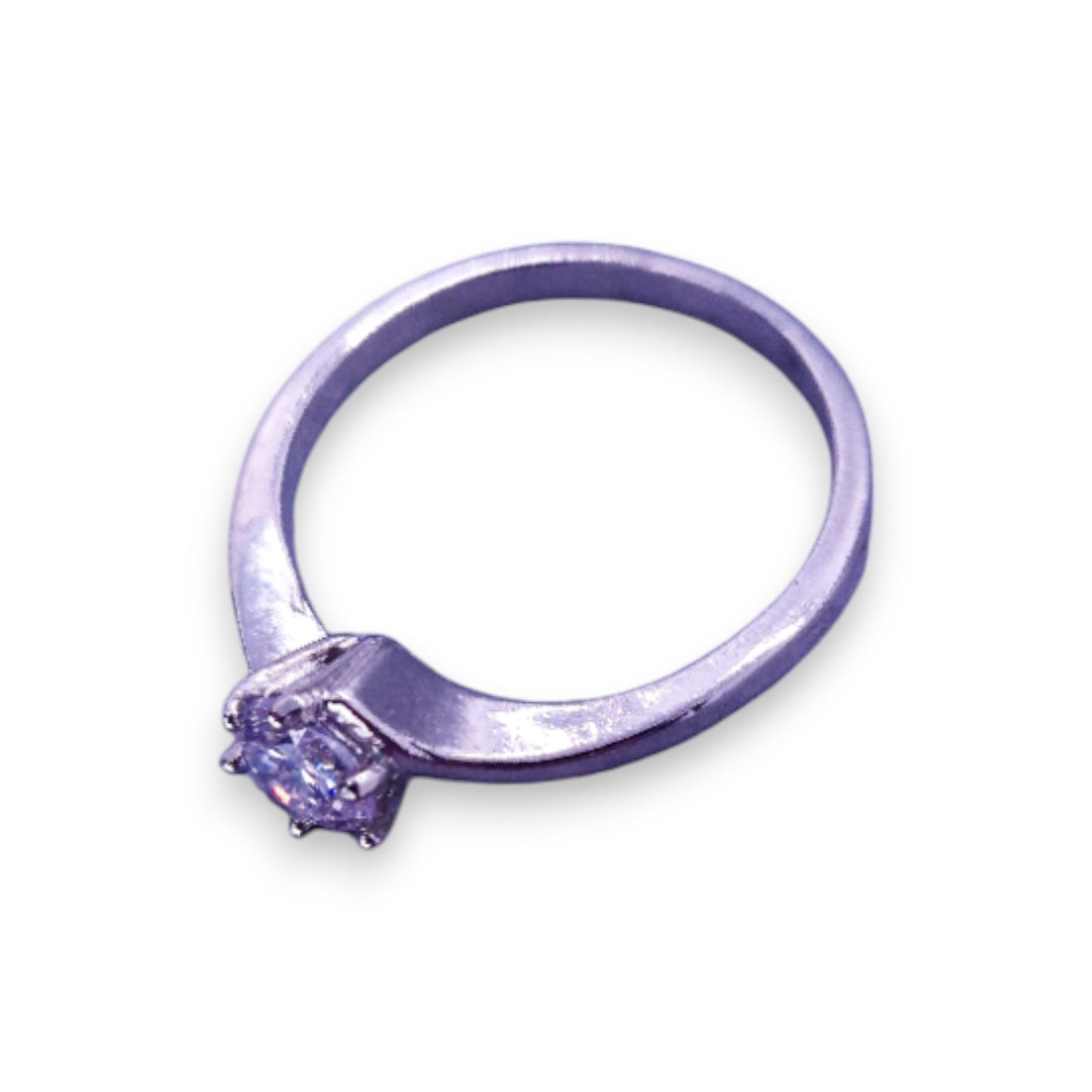 Silver Tone Clear Cubic Zirconia Classic Ring