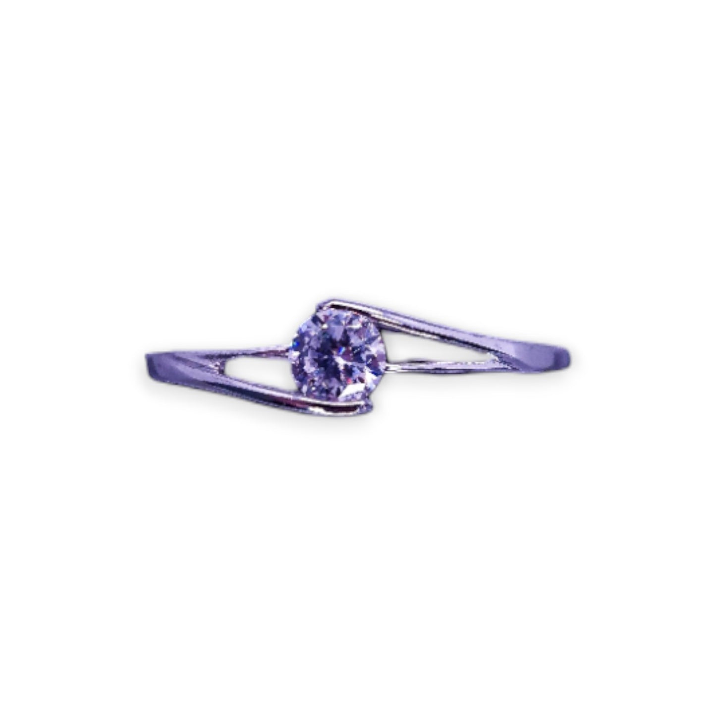 Silver Tone Clear Cubic Zirconia Classic Ring
