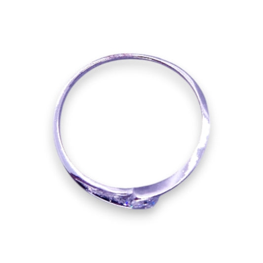 Silver Tone Clear Cubic Zirconia Classic Ring