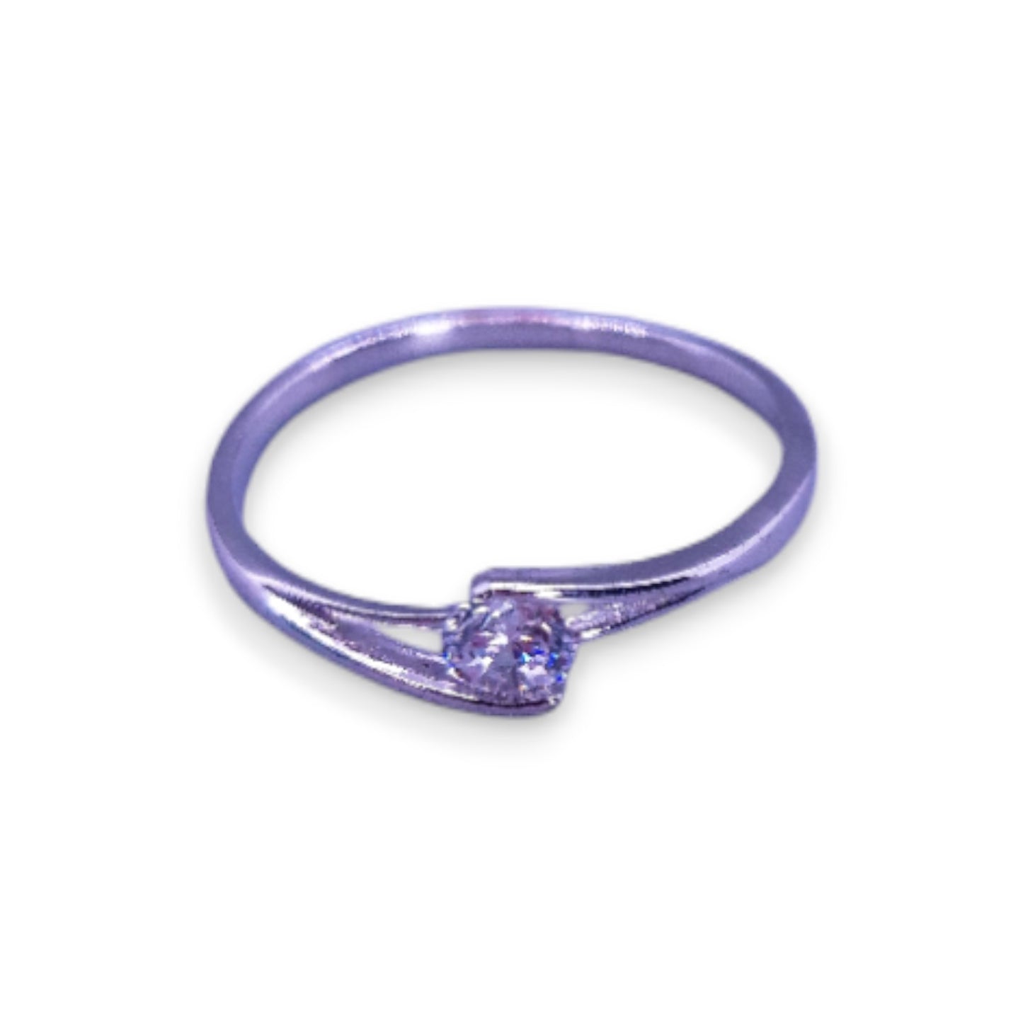 Silver Tone Clear Cubic Zirconia Classic Ring