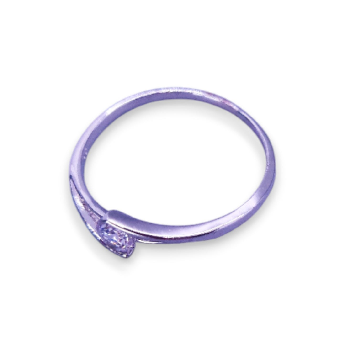 Silver Tone Clear Cubic Zirconia Classic Ring